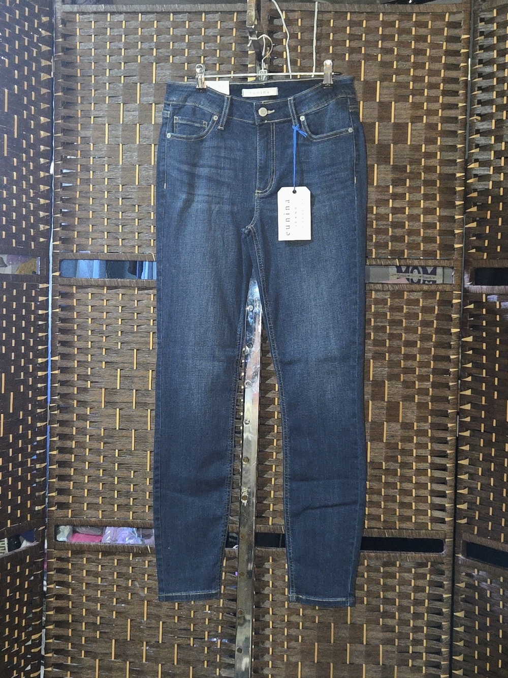 Dark Wash Skinny Jeans - Dark Blue